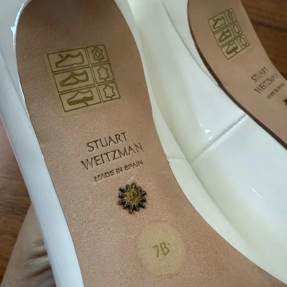 Stuart Weitzman Stuart 100 Pump Stiletto White Patent Leather Size 7B